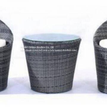 Outdoor furniture Side table Single Sofa Aluminum frame PE flat rattan weave 5mm tempered glass  5cm Cushion