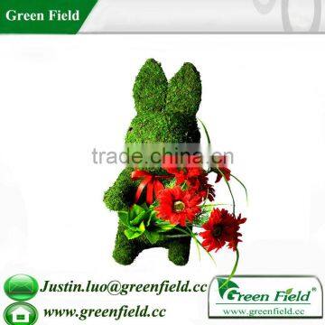 Green Piece Wire Art Garden Moss Animals Rabbit