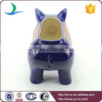YSfp0004 Little Colorful Hand Print Ceramic Pig Flower Pot for Home photo-4
