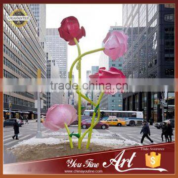 Urban Outdoor stainess steel Metal Roses sculpture