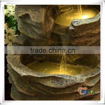 Polyresin LED Four Falls Garden Rock Stone Water Fountain