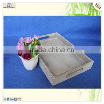 China Manufacture Large Antique Hole Handles Pine Wooden Tray photo-6