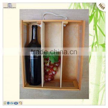 Three Bottle Bamboo Decorating Pine Wood Wine Box photo-5