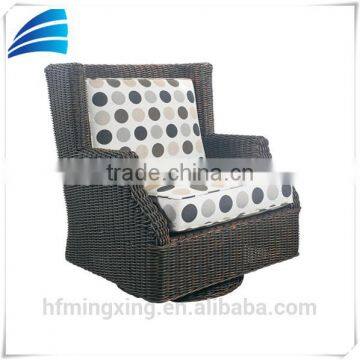 Outdoor patio dark gray PE rattan armrest dining swing chair