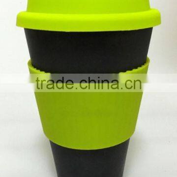 14OZ bamboo fiber mug cup with silicone lid