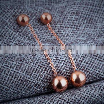 Simple Rose Gold Earring Designs for Women Tiny Long Chain Earrings Stainless Steel Earring photo-3