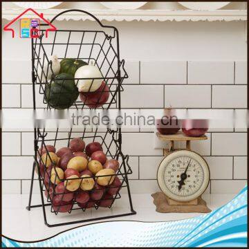 NBRSC Kitchen 2-Tier Metal Wire Market Fruit Vegetable Storage Basket