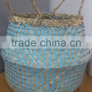 Zigzag Seagrass Storage Basket/ Seagrass Basket for Home Decor photo-3