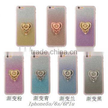 With Diamond Finger Holder Mobile Phone Case for IPhone 4/4s/5c/5s/6/6s Plus