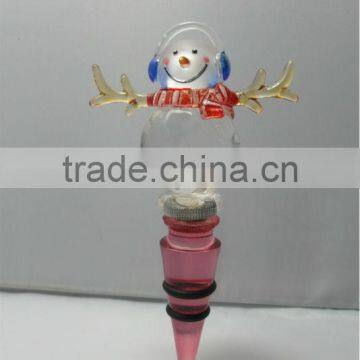 China new acrylic LED based snowman shape funny lighted wine bottle stoppers