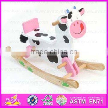 2015 Hot Sell Cartoon Kids Wooden Horse Cow Toys,Modern Style Wooden Rocking Horse,Cheap Sale Wooden Toy Rocking Horse WJY-8005 photo-5