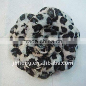 3" black leopard hair flower velvet flower leopard rose flower