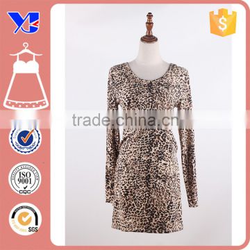 Factory Cheap Price Good Quality Ethnic Print O Neck Autunm Knee Dress