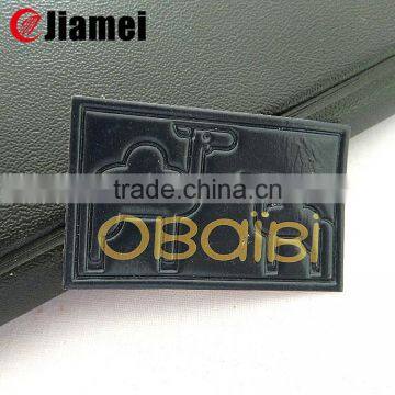 China leatherware factory customized embossed fashion garment pu leather patches