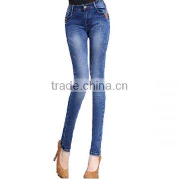 Top quality slim fit high waist jean trousers pants for women factory