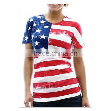 American Flag Black White Tees Latest New Design Short Style Lady Printing Graphic t Shirt for Women photo-5
