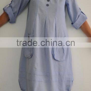 Ladies cotton dress with front pockets