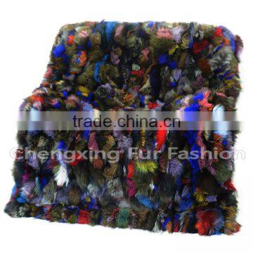 CX-D-124 Home Decora Wholesale Patchwork Colorful Fox Fur Throw Blanket photo-4