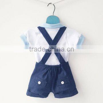 Fashion Little Baby Boy Clothes Set With Navy Shortall photo-2