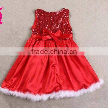 Wholesale Fall New Fashion Baby Girls Red Sequined Sleeveless Dresses Baby Girl Christmas Priness Dress