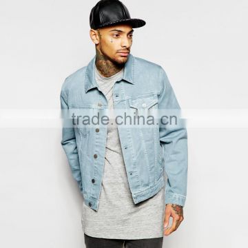 custom jacket light blue fashion style denim casual jacket OEM factory