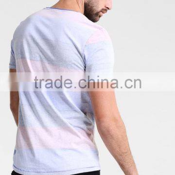 MGOO Manufacturer Offered Round Neck Blank Pocket T Shirt Wholesale Thick Striped T-shirt For Men photo-2