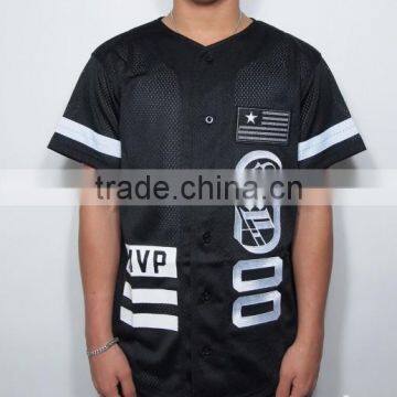 Custom Made Criminal Damage Baseball Jersey in Black Mesh Fabric With White Printing Wholesale for Men Streetwear
