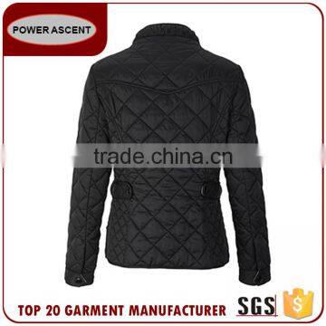 Slim Fit Black Stand Collar Lightweight Warm Short Quilted Padding Jacket For Women photo-2