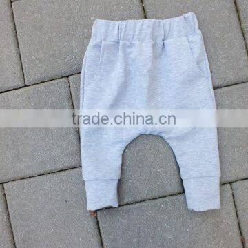 New Design Baby Boy Cotton Leggings Baby Plain Grey Kids Harem Pants Wholesale