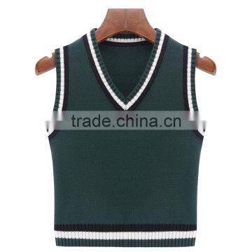 Wholesale School Uniform Sleeveless v Neck Cable Knitting Pattern Sweater Vest photo-2