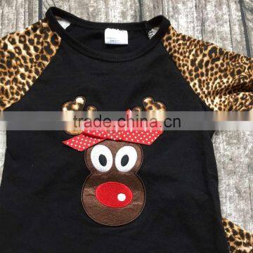 Baby Girls Christmas Outfit Girls REINDEER Clothing Girls Leapord Pant Baby Girls Boutique Party Clothes With Necklace and Bows photo-2