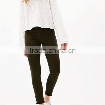 Korean Fashion Designs Casual Pure Color Skinny Fit Trousers Womens photo-3