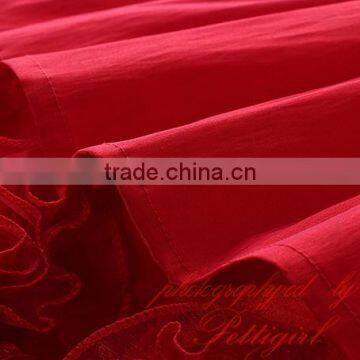 Hot Selling Red Girls Dresses Decorated With Big Flower Fashion Solid Kids Vestido Wholesale Child Wear photo-4