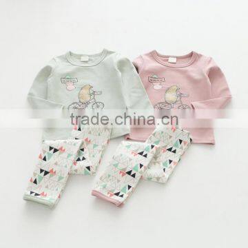 Casual style soft printing two pieces set cotton girl pajamas