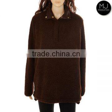 Monogram Long Sleeve Sweater Women Fleece Sherpa Pullover photo-3