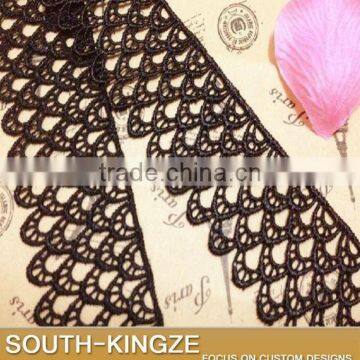 Flower Floral Venice Venise Black Lace Applique Sewing Trims DIY Craft 4.3cm width