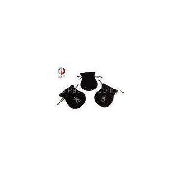 Black Oblong Velvet Jewelry Pouch With Drawstring For Jewelry