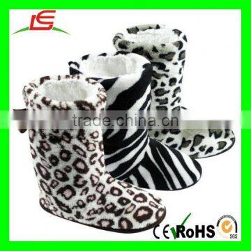 LE-D726 Ladies Womens Slipper Boots Animal Leopard Zebra Print Animal Slippers