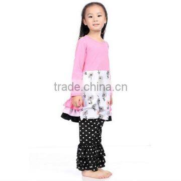 Wholesale Boutique Girl Clothes Ruffle Pants Flower Pattern Kids Outfit photo-2