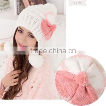 knit beret hat pattern,wholesale candy winter lady ball knit beret hat pattern