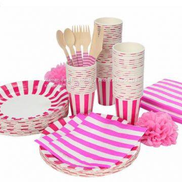 Wedding Decoration Chevron Disposable Party Tableware Set