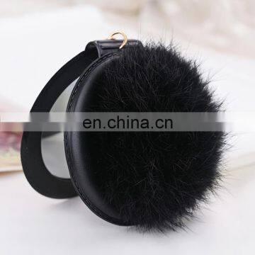 High Quality Lovely Rabbit Fur Pompom Mirror Fur Ball Accessory for Lady photo-4