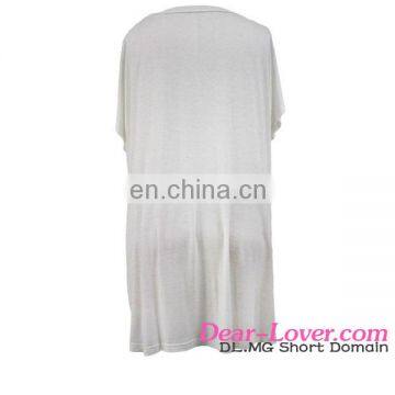 Wholesale Fashion Born On The Beachwear Plain White Round Neck T-shirt photo-2