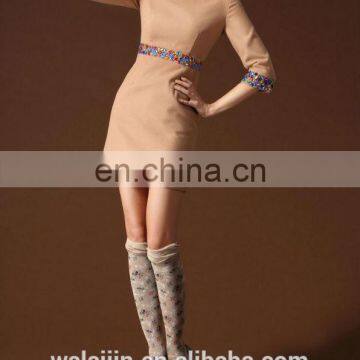 Beaded Woolen Dress Ladies Korean Dress New Fashion photo-3