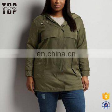 Clothing parka jacket women khaki fabric zip wholesale parka jackets wholesale blank