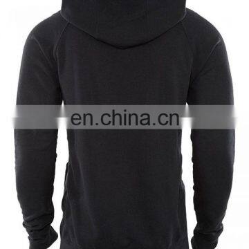 Black Fleece Pullover Hoodie With Long Sleeves Rip Stop