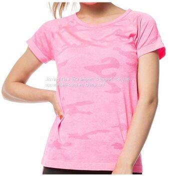 Women's Super Soft Function Seamless Outdoor Sport Gym Run Yoga short Sleeve Sports Athletic Top T-shirt Fast Dry