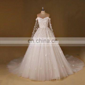 Nectarean Sweet Heart Lace Flowers Applique On Whole Wedding Dress Long Tail