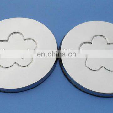 silver round shape engraved flower metal paper weight