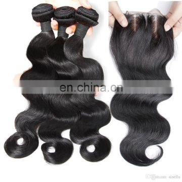 Brazillian hair body wave virgin hair bundles with lace closure